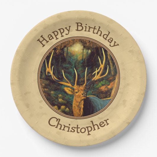 Assiettes En Carton Bull Elk Automne jaune (Devant)