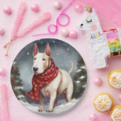 Assiettes En Carton Bull Terrier Chien à Noël de neige (Fête)
