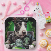Assiettes En Carton Bull Terrier Chien Conduite Vélo St. Patrick's Day (Fête)