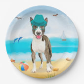 Assiettes En Carton Bull Terrier Dog sur la plage (Devant)