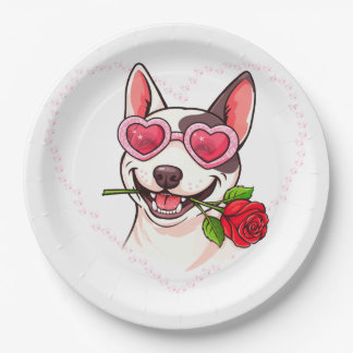 Assiettes En Carton Bull terrier heureux