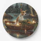 Assiettes En Carton Bull Terrier Noël Festive Voyage (Devant)