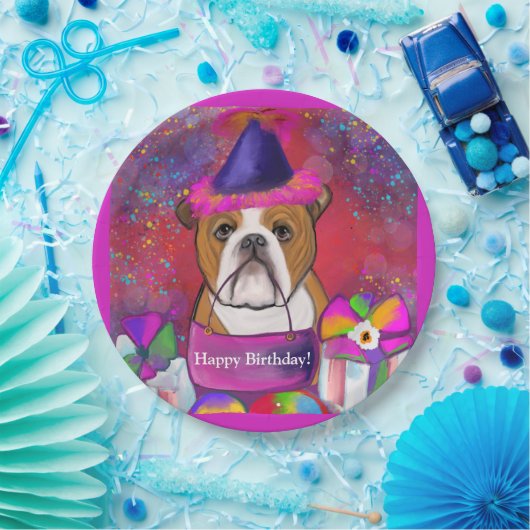 Assiettes En Carton Bulldog (Fête)