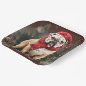 Assiettes En Carton Bulldog à Noël de neige (Angulaire)