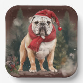 Assiettes En Carton Bulldog à Noël de neige (Recto)