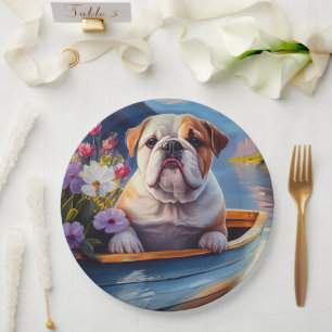Assiettes En Carton Bulldog anglais sur une pagaie : une aventure Pitt