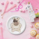 Assiettes En Carton Bulldog avec les grands yeux (Fête)