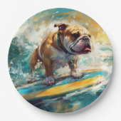 Assiettes En Carton Bulldog Beach Surf Peinture (Devant)