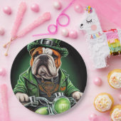 Assiettes En Carton Bulldog Driving Bike St. Patrick's Day (Fête)