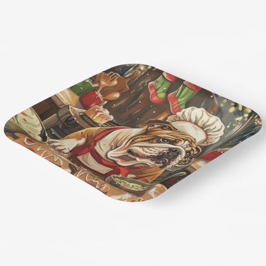 Assiettes En Carton Bulldog Holiday Baking : Noël festif (Angulaire)