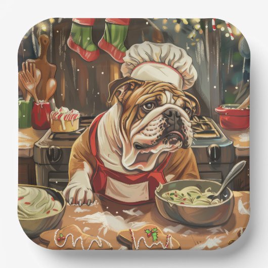 Assiettes En Carton Bulldog Holiday Baking : Noël festif (Recto)