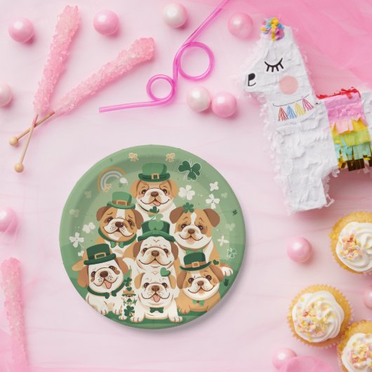 Assiettes En Carton Bulldogs anglais de la Saint-Patrick (Fête)