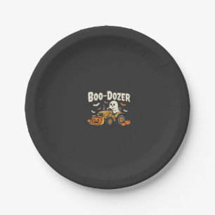 Assiettes En Carton Bulldozer fantôme de Halloween Boo-Dozer Design_1