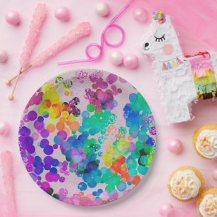 Assiettes En Carton Bulles Abstraites de Bokeh pour l'anniversaire des