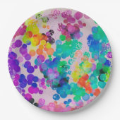 Assiettes En Carton Bulles Abstraites de Bokeh pour l'anniversaire des (Devant)