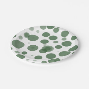 Assiettes En Carton Bulles de fête modernes vertes et blanches à pois