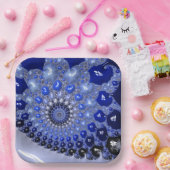Assiettes En Carton Bulles fractales Ombre Bleu Abstrait (Fête)