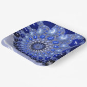 Assiettes En Carton Bulles fractales Ombre Bleu Abstrait (Angulaire)