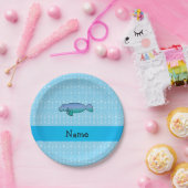 Assiettes En Carton Bulles nommées personnalisées de bleu de lamantin (Fête)