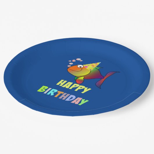 Assiettes En Carton Bulles Poisson d'anniversaire, Plaques de papier (Angle)