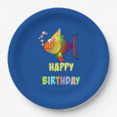 Assiettes En Carton Bulles Poisson d'anniversaire, Plaques de papier (Devant)