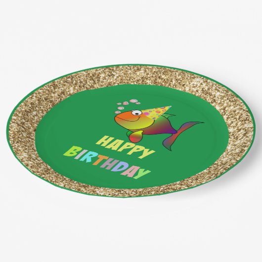 Assiettes En Carton Bulles Poisson d'anniversaire, Plaques de papier (Angle)