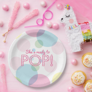 Assiettes En Carton Bulles roses prêtes pour le papier Baby shower