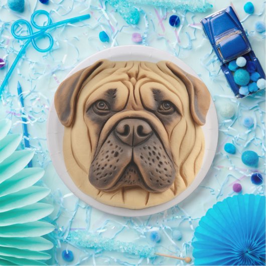 Assiettes En Carton Bullmastiff 3D inspiré (Fête)