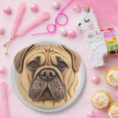 Assiettes En Carton Bullmastiff 3D inspiré (Fête)