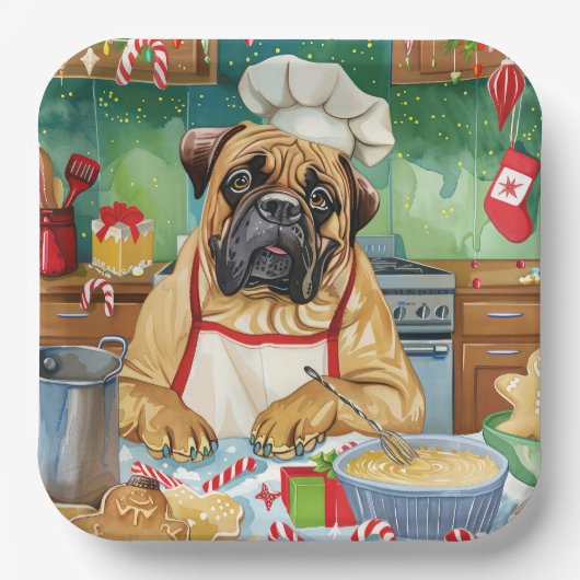 Assiettes En Carton Bullmastiff Fête Baking : Noël festif (Recto)