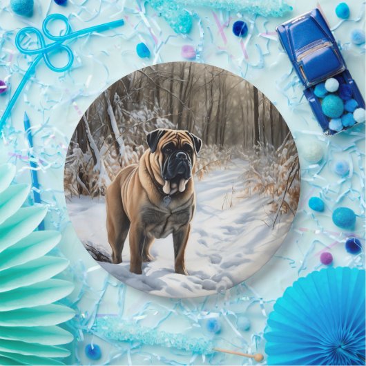 Assiettes En Carton Bullmastiff Laisser neiger Noël (Fête)