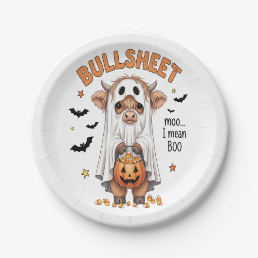 Assiettes En Carton Bullsheet Highland Cow Funny Ghost (Devant)