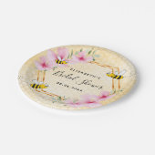Assiettes En Carton Bumble abeille nid d'abeille rose flores nuptiale (Angle)