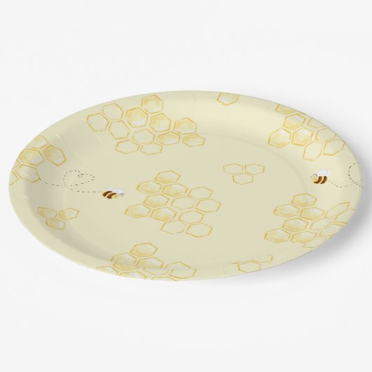 Assiettes En Carton Bumble abeille nid d'anniversaire (Angle)