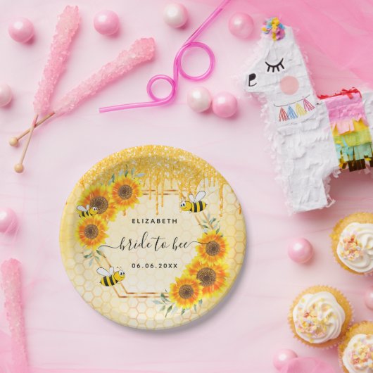Assiettes En Carton Bumble abeille or parties scintillant tournesol do (Fête)