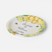Assiettes En Carton Bumble abeilles miel fleurons jaunes mariage (Angle)