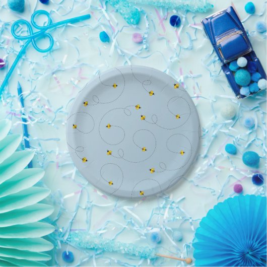 Assiettes En Carton Bumble Bees Cornflower Bleu (Fête)