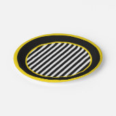 Assiettes En Carton Bumble Thème Bébé Shower Noir Blanc Jaune (Angle)