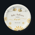 Assiettes En Carton Bumblebebe jaune et tournesol premier anniversaire<br><div class="desc">Bumblebebe jaune et tournesol première plaque de papier d'anniversaire</div>