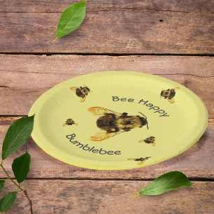 Assiettes En Carton Bumblebees Jaunes Abees Heureux