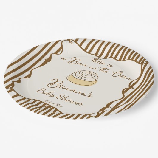 Assiettes En Carton Bun in the oven baking baby shower monogrammed (Angle)