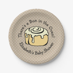 Assiettes En Carton Bun in the Oven Cute Modern Baby shower Garçon /