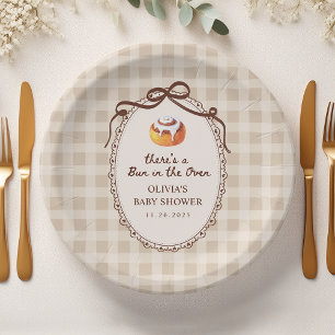 Assiettes En Carton Bun in the Oven Gingham Bakery Baby Shower