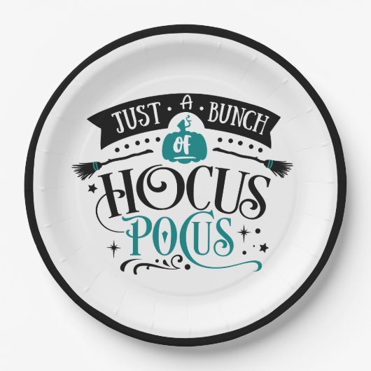 Assiettes En Carton Bunch de Hocus Pocus Halloween Typographie TURQUOI (Devant)