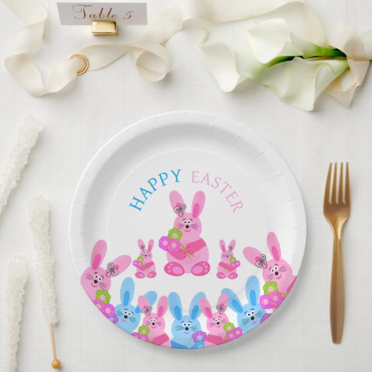 Assiettes En Carton Bunnies avec fleurs (Mariage)