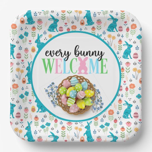 Assiettes En Carton Bunnies de bienvenue (Recto)