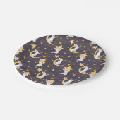 Assiettes En Carton Bunnies et étoiles d'or sur Grey (Angle)