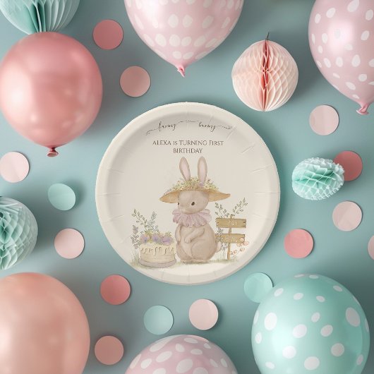 Assiettes En Carton Bunnies Fleurs Premier Anniversaire