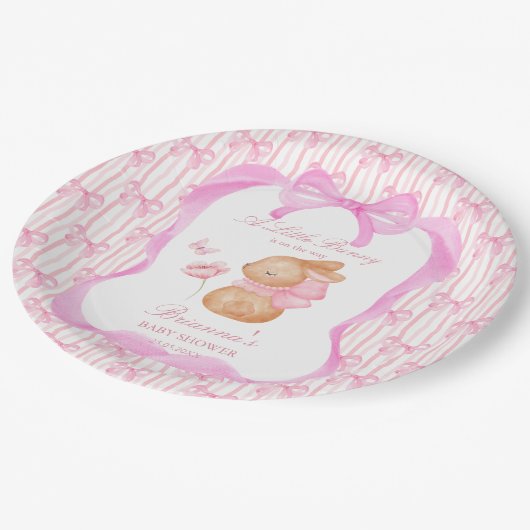 Assiettes En Carton Bunny baby shower arc rose monogrammed (Angle)