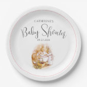 Assiettes En Carton Bunny Baby shower fille rose (Devant)